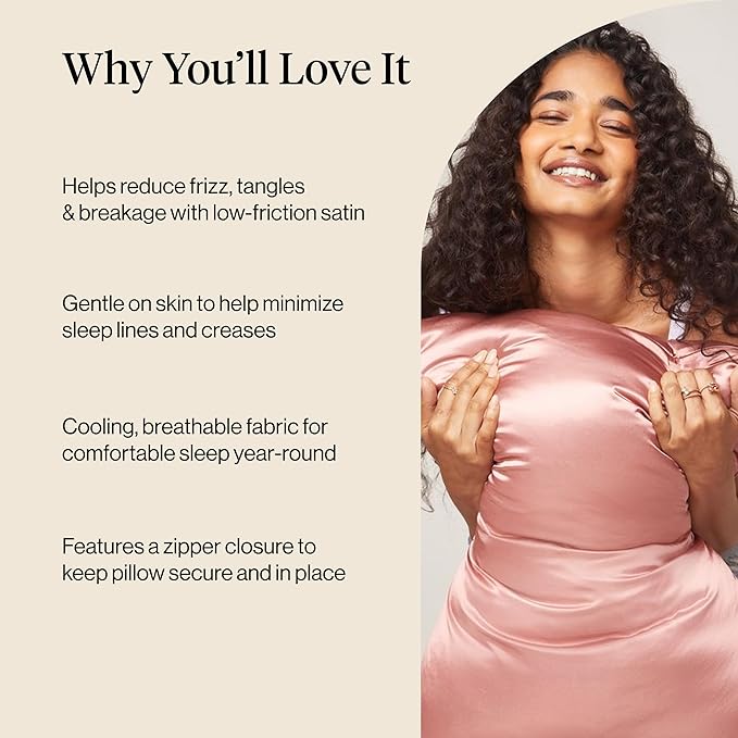 Kitsch Satin Pillowcase with Zipper for Hair & Skin, Softer Than Silk Pillow Cases Queen, Wrinkle-Free, Smooth and Cooling Satin Pillow Covers, Standard Size 19"x26" - Terracotta