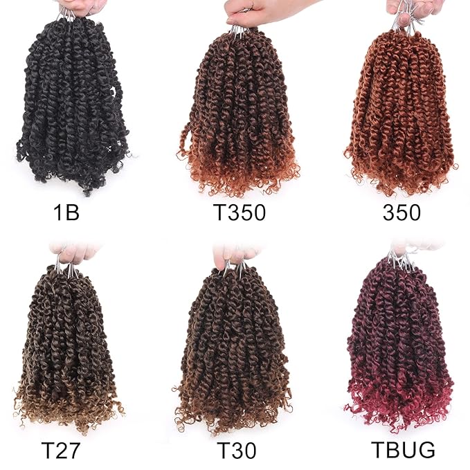 ZRQ Short 8 Packs Pre-twisted Bob Passion Twist Crochet Hair with Curly Ends 10 Inch Pre looped Ombre Copper Red Passion Twists Hair 12 Roots/Pack Synthetic Crochet Braids Hair for Women T350#