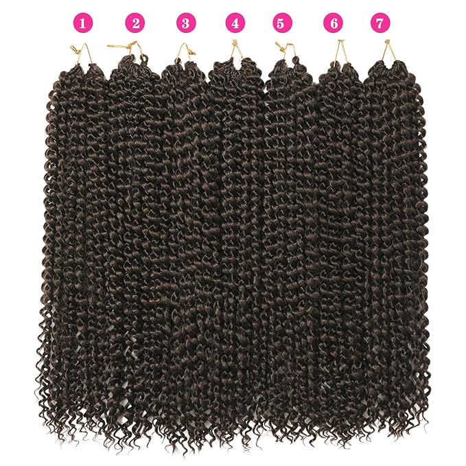 Ubeleco 18 Inch Passion Twist Hair, Water Wave Crochet Hair Passion Twist Crochet Hair for Women Long Bohemian Synthetic Curly Braiding Hair Extensions Passion Twists Braiding Hair (7pcs,#4)