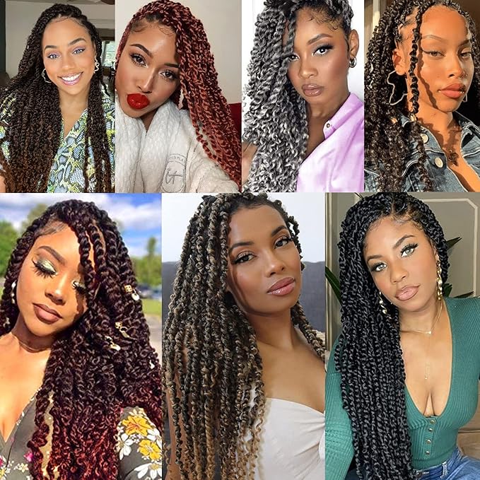 Ubeleco 30 Inch Passion Twist Hair, Water Wave Crochet Hair Ombre Brown Passion Twist Crochet Hair for Women Long Bohemian Passion Twists Curly Braiding Hair Extensions (30in (Pack of 7),1B/30)
