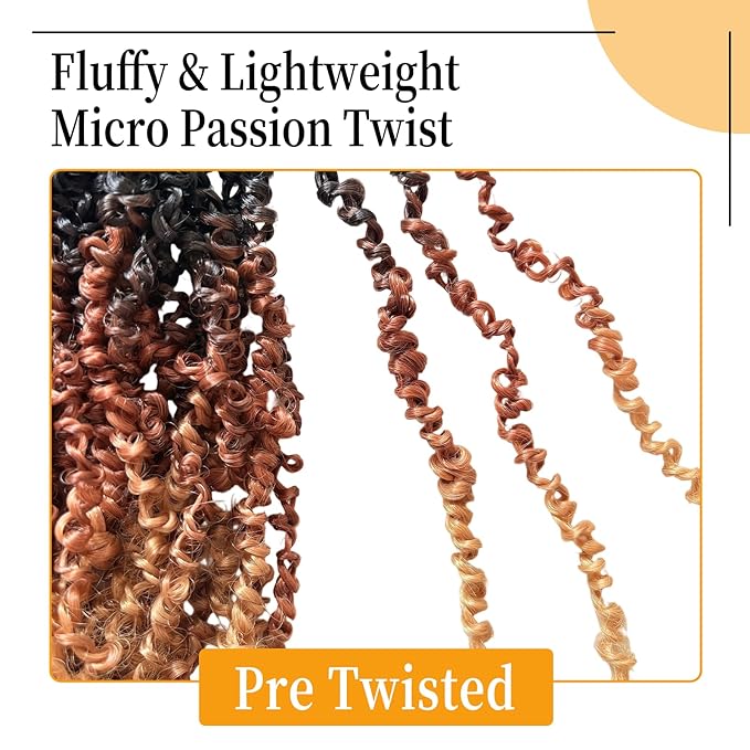 16 Inch Pre-Looped Yanky Twist Crochet Hair, 30 Strands/Pc, Mini Passion Twists, Senegalese Braiding Hair (OT30/27, 8 Pcs/Pack)