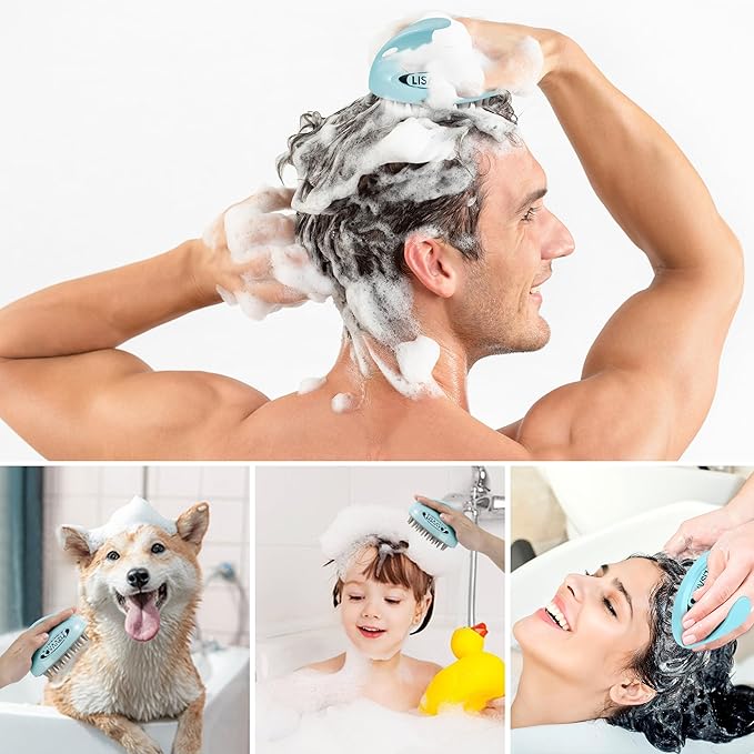3 in 1 Hair Growth Scalp Massager,Replaceable Shampoo Brush for Relaxing,Deep Cleansing Exfoliator & Soothes itching - Wet/Dry Use for All Hair Types,Blue