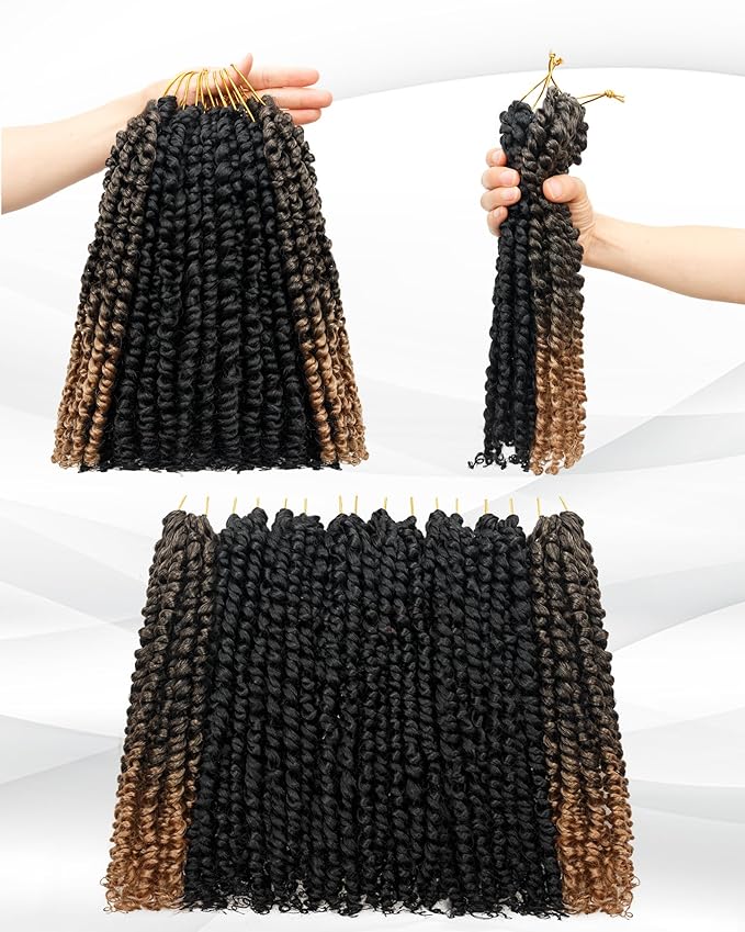 14 Inches 8 Packs Passion Twist Crochet Hair-Mixed Color Combo Pack(6 packs 1B+2 packs T1B/27),Pre-twisted Pre Looped Super Soft & Bouncy Synthetic Hair Extensions For Black Women(14"-8 Packs,1B+T27)