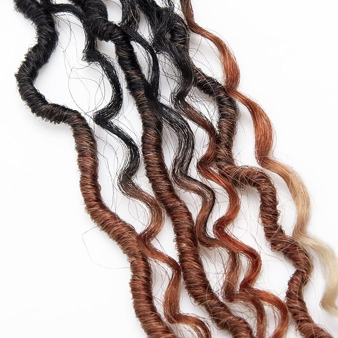 Goddess Locs Crochet Hair 18Inch 8Packs Crochet Locs,Boho Faux Loc With Curly Ends River Hippie Bohemian Loc Crochet Hair for Black Women(1B/30/613 18inch(Pack of 8))