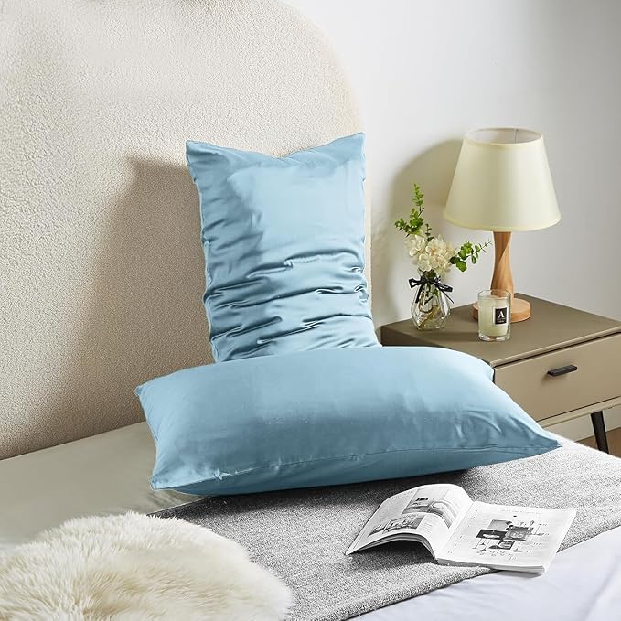 Silk Body Pillow Cover Pillow Pillowcase for Body Pillow Soft Pillow Cover Pillow Case Mulberry Silk Pillowcase for Sleep(Baby Blue,20"X 54",1pc)