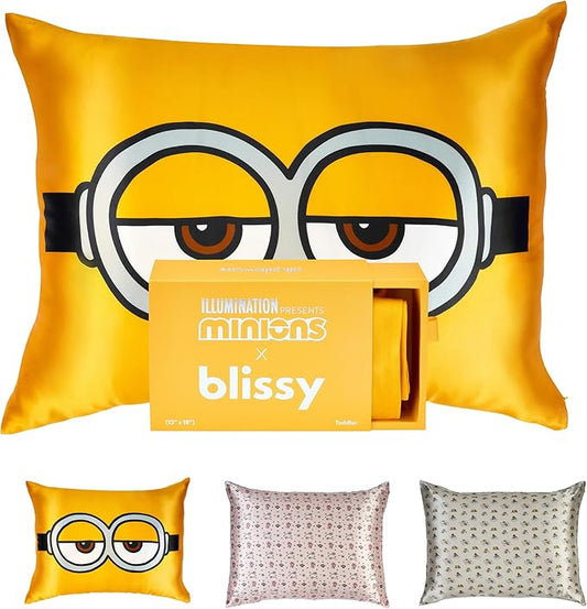 Blissy Silk Pillowcase - 100% Pure Mulberry Silk - 22 Momme 6A High-Grade Fibers - Silk Pillow Cover for Hair & Skin - Regular, Queen & King (Minion, 20" x 26" (Pack of 1))