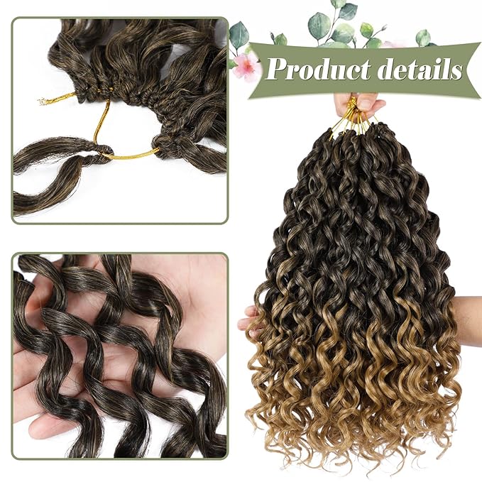 Vomella 8 Packs 14 Inch Curly Crochet Hair for Black Women Short Water Wave GoGo Curl Crochet Hair Beach Curl Synthetic Deep Twist Crochet Hair Extensions(T27#)