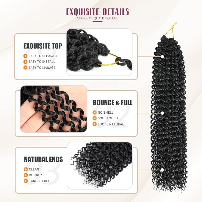 Dansama 7 Packs Passion Twist Hair Water Wave Braiding Hair for Butterfly Style Crochet Braids Bohemian Hair Extensions (24inch (Pack of 7), #2)