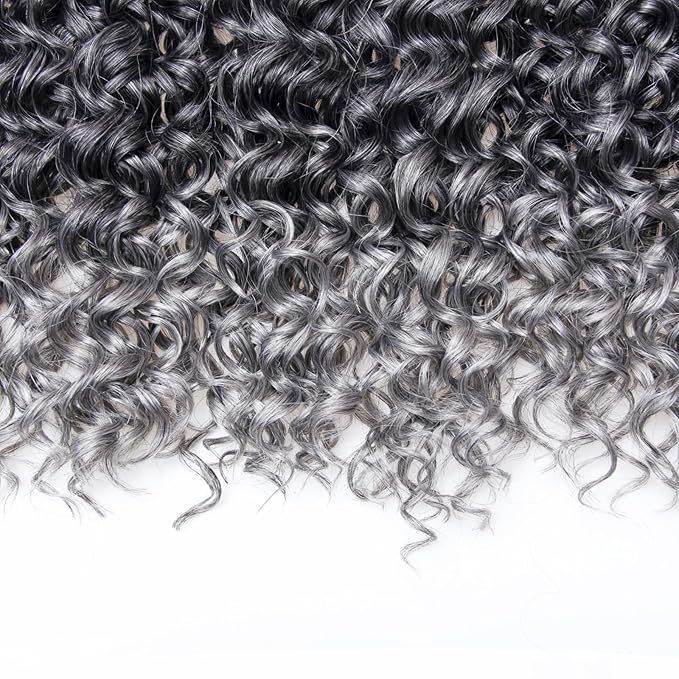 YXCHERISHAIR 8 Packs Curly Crochet Hair 14inch GoGo Curl Crochet hair for Women Deep Wave Braiding hair,Synthetic Bohemian Water Wave Crochet hair Braids (1B/Grey, 14inch)