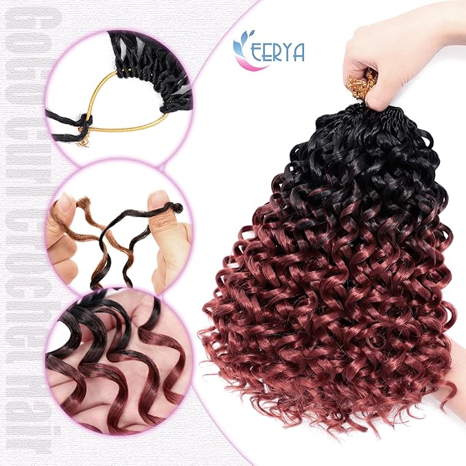 7 Packs GoGo Curl Crochet Hair 10 Inch Short Curly Crochet Hair for Women Deep Wave Beach Curl Crochet Braids Synthetic Braiding Hair Extensions(10 Inch, OT350)