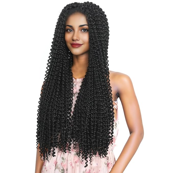 RIHANNAHAIR 7 Packs Passion Twist Hair 24 Inch Pre Looped Water Wave Crochet Hair Spring Twist Bohemian Braids for Black Women
