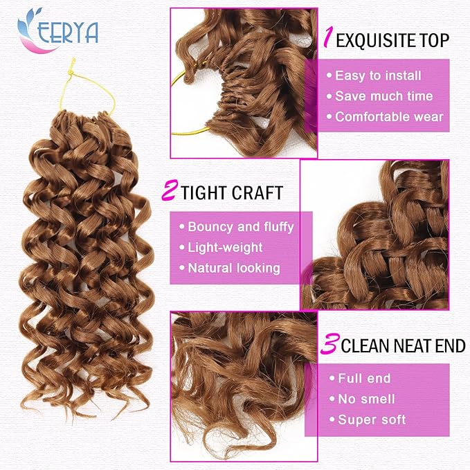 7 Packs GoGo Curl Crochet Hair 10 Inch Short Curly Crochet Hair for Women Water Wave Beach Curl Deep Twist Crochet Braids Synthetic Braiding Hair Extensions (10 Inch, #30)