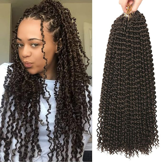 Ubeleco Passion Twist Hair,18 Inch Water Wave Crochet Hair 6 Packs Passion Twists Crochet Hair for Women Long Bohemian Synthetic Curly Braiding Hair Extension(6pcs,#4)