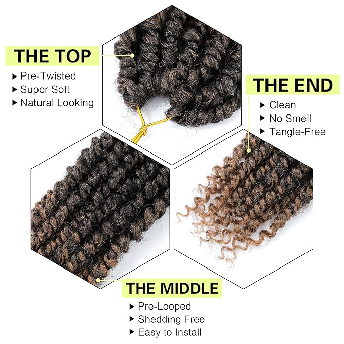 Passion Twist Crochet Hair 6Inch Passion Twist Hair 8 Packs Pre-Twisted Passion Twist Crochet Hair for Black Women Soft Passion Twist Curly Crochet Hair 6"(Pack of 8) T27