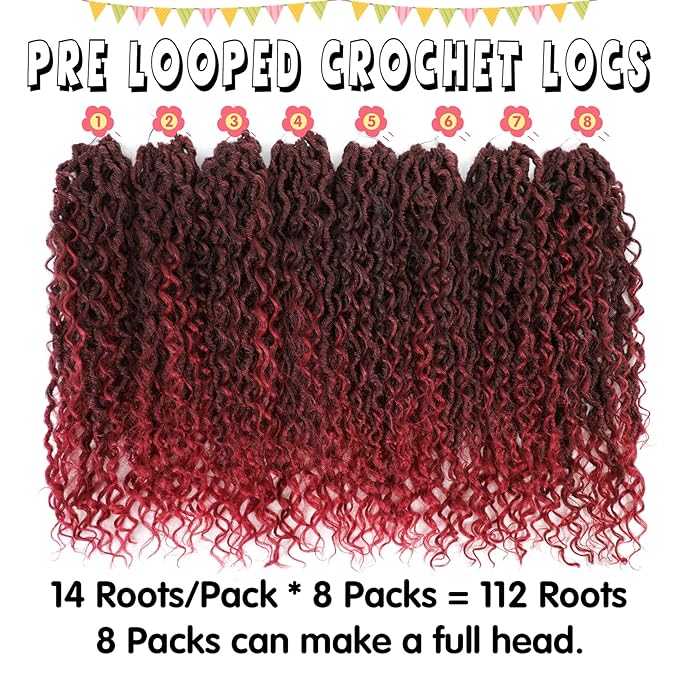 Fulcrum Goddess Locs Crochet Hair 18 Inch, 8 Packs New Faux Locs Crochet Hair for Black Women, Crochet locs with Curly Ends (18Inch (Pack of 8), TBUG#)