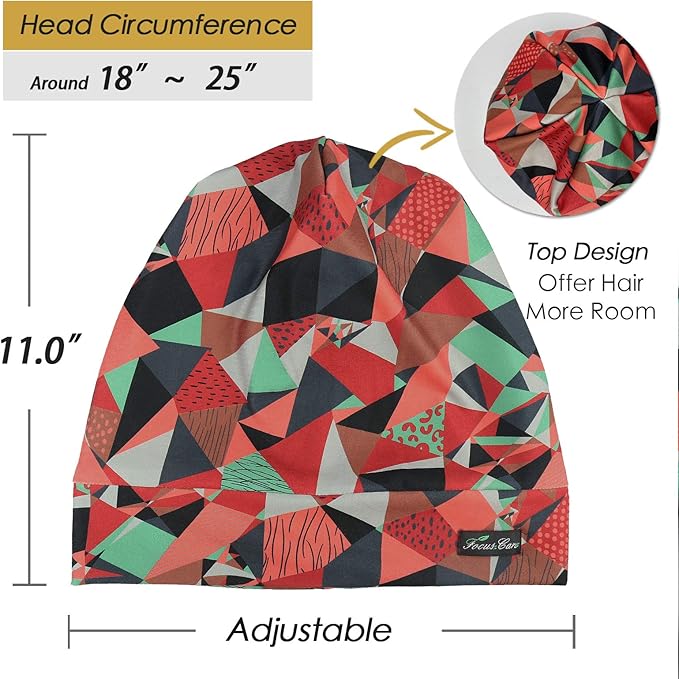 Adjustable Satin Lined Sleep Cap for Dreadlocks Curly Hair Large Head-Stay On Overnight