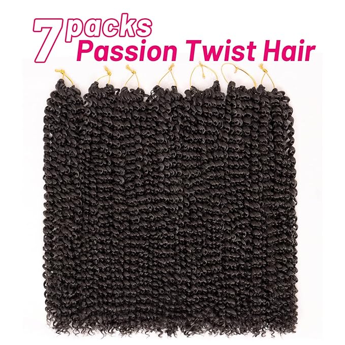 Dorsanee Dark Brown Passion Twist Hair 18 Inch 7 Packs Water Wave Crochet Hair Long Bohemian Curly Braiding Hair for Butterfly Locs, Faux Locs, Boho Style Spring Twist Crochet Braids (4#)
