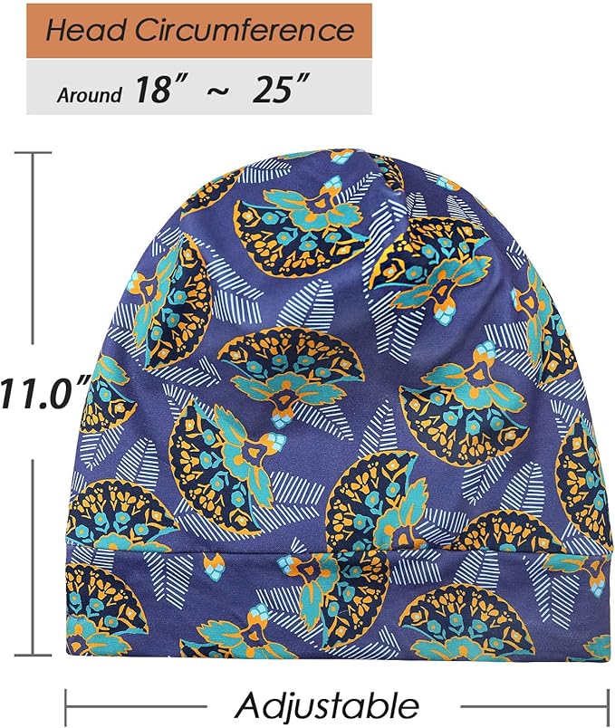 Adjustable Satin Lined Sleep Cap for Dreadlocks Curly Hair Large Head-Stay On Overnight