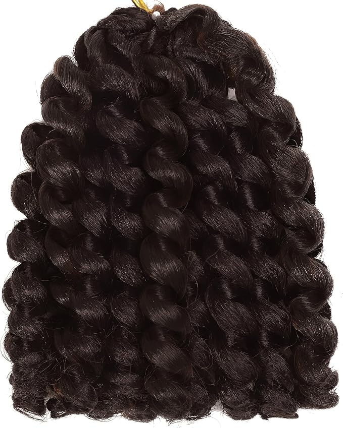 3 Packs 2X Ringlet Wand Curl Jamaican Bounce 8 inch Dark Brown Synthetic Crochet Hair Extensions Pre Looped Crochet Hair Crochet Braiding Hair 20 Roots (#4)
