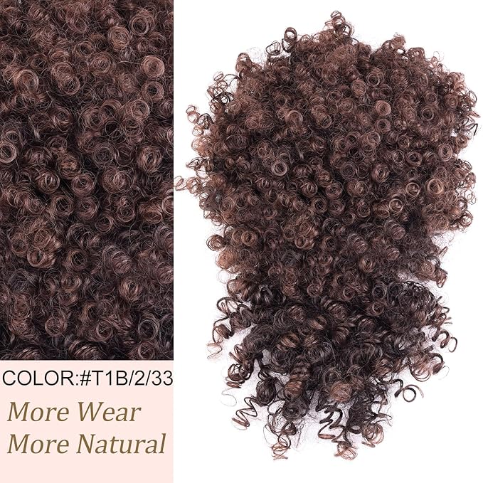 Afro Puff Jerry Curls Afro Puff Non Drawstring Ponytail with bangs Synthetic Fauxhawks Short Afro Puff Kinky Curly