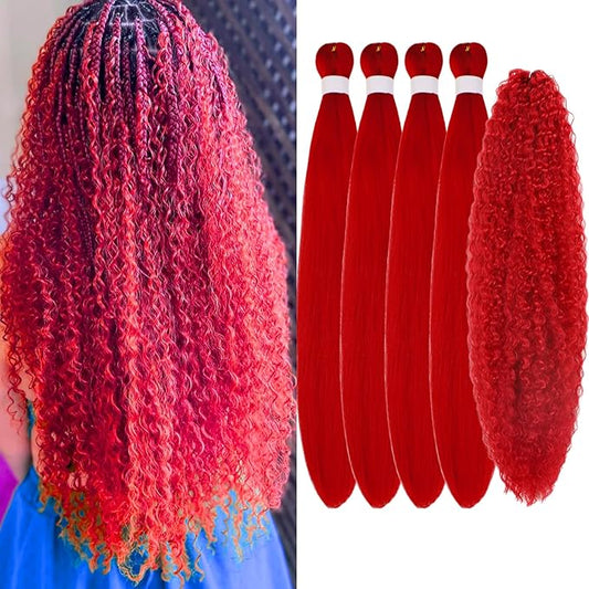 Red Braiding Hair Pre stretched Boho Hair for Braiding Hair Extensions Micro Curl Boho Braids Curly Crochet Bohemian Braids Water Deep Wave Non Toxic Ez Braid Knotless