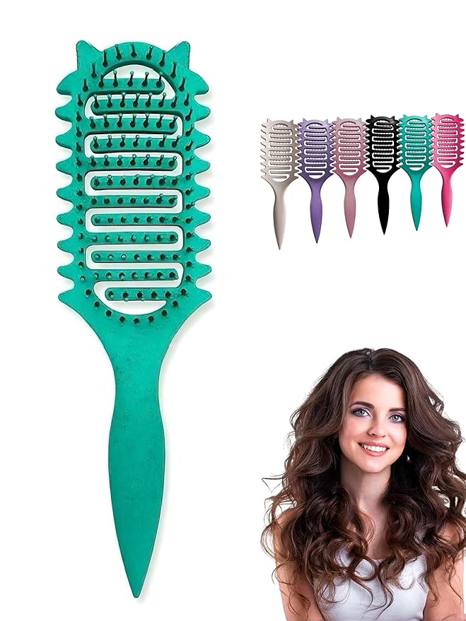 Curl Defining Brush,2025 Vented Hair Brush for Detangling Styling,Curl Brush For Curly Hair Wet,Shaping And Defining Curls For Women And Men (Green)