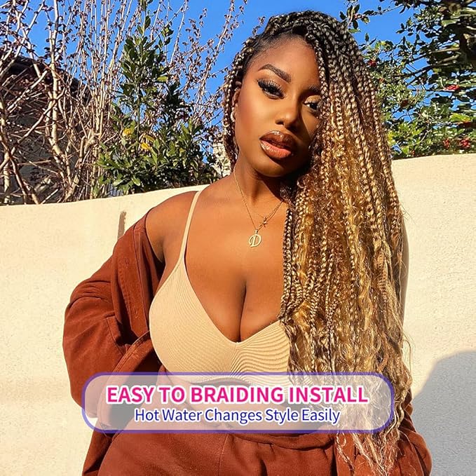 8 Pack Ombre Braiding Hair Pre Stretched - 30" 90G/Pack Premium Pre Stretched Braiding Hair Extensions, Professional Itch Free Hot Water Setting Perm Yaki Prestretched Hair(1B/27/613)