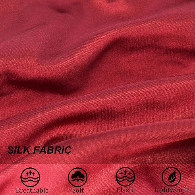 Silk Bonnet for Sleeping Satin Bonnets Double Layer Reversible Hair Cap Bonnet for Women Long Curly Braid Hair (Crimson)