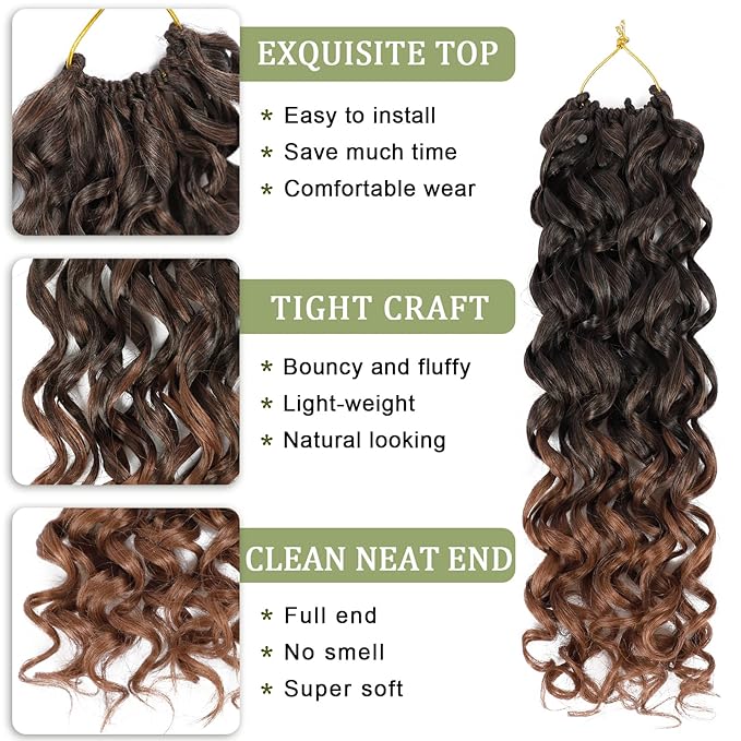 Vomella GoGo Curl Crochet Hair 8 Packs 14 Inch Curly Crochet Hair for Black Women Short Water Wave Beach Curl Synthetic Deep Twist Crochet Hair Extensions(T30#)