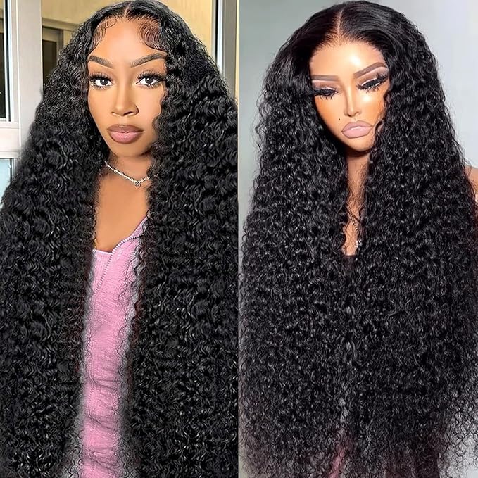 Deep Wave Lace Front Wigs Human Hair 13x6 HD Transparent Lace Front Wigs Human Hair 250% Density Deep Curly Human Hair Wig Pre Plucked Deep Wave Frontal Wigs Natural Color 20 Inch