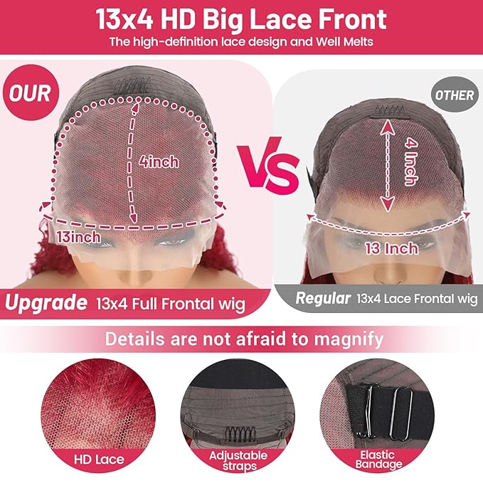 99j Burgundy Lace Front Wigs Human Hair 13x4 Bob Wig Human Hair Pre Plucked 200 Density HD Transparent Body Wave Lace Front Wigs Human Hair Red Colored Short Bob Wig for Women with Baby Hair 14inch