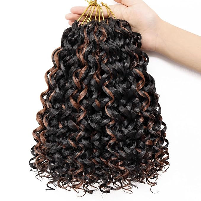 7 Packs GoGo Curl Crochet Hair 10 Inch Short Curly Crochet Hair for Women Water Wave Beach Curl Deep Twist Crochet Braids Synthetic Braiding Hair Extensions (10 Inch, P30)