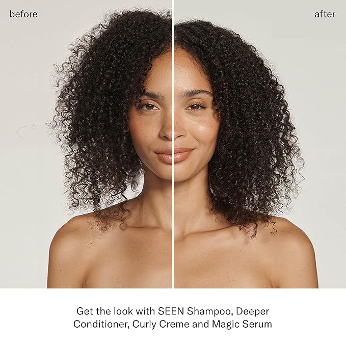 SEEN Curly Creme, Fragrance Free - Non-Comedogenic & Curl Defining Styling Hair Cream- Anti Frizz- Heat Protectant- Safe for Sensitive Skin