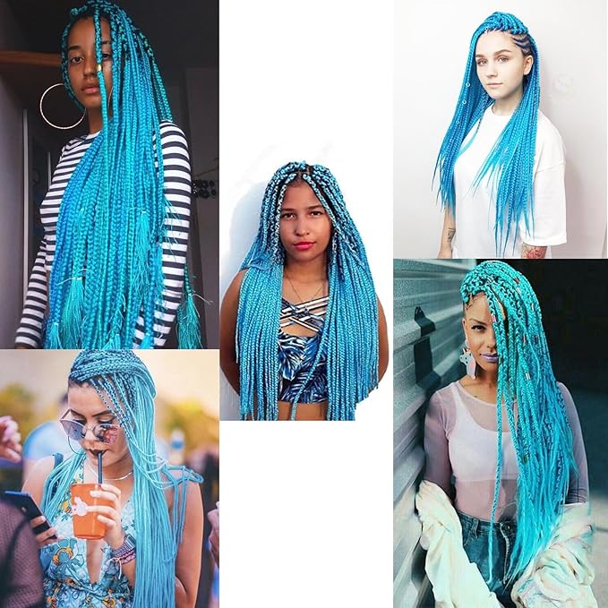 L.Blue Braiding Hair Pre Stretched 2 Packs Box Braids Hair Extensions 26 Inches Synthetic Pre Stretched Braiding Hair