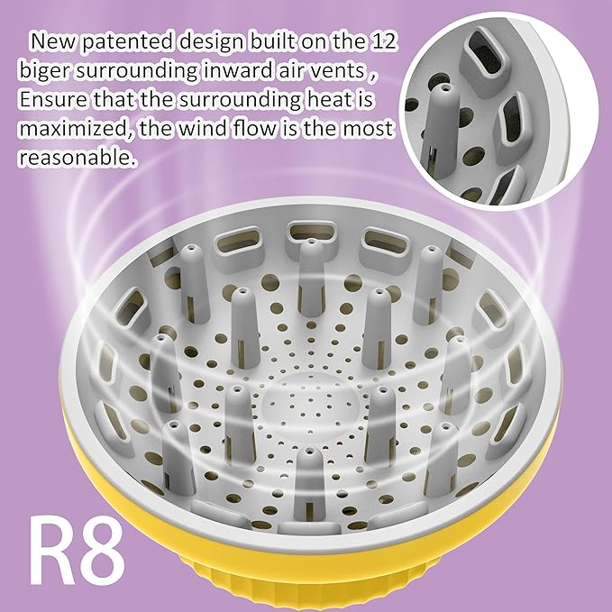 Universal Curly Hair Diffuser,for Curly and Natural Wavy Hairr (Yellow)
