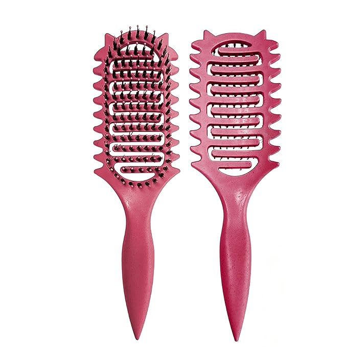 New Curl Defining Brush Ventilated Boar Bristle Hair Brush,Curl Brush For Curly Hair Wet,Curly Hair Brush For Women And Men For and Men(Rose Red)