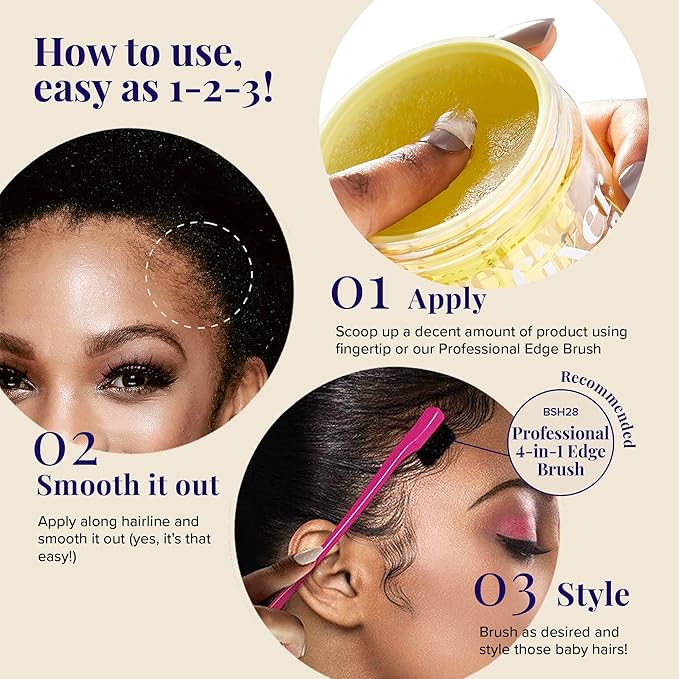 Red by Kiss Edge Fixer Hair Shine Gel, 24 Hour Max Hold, Non-Flaking, Biotin B7 Infused, Natural Styling, Professional Edge Control Wax, Perfect for Braiding (Real Banana)