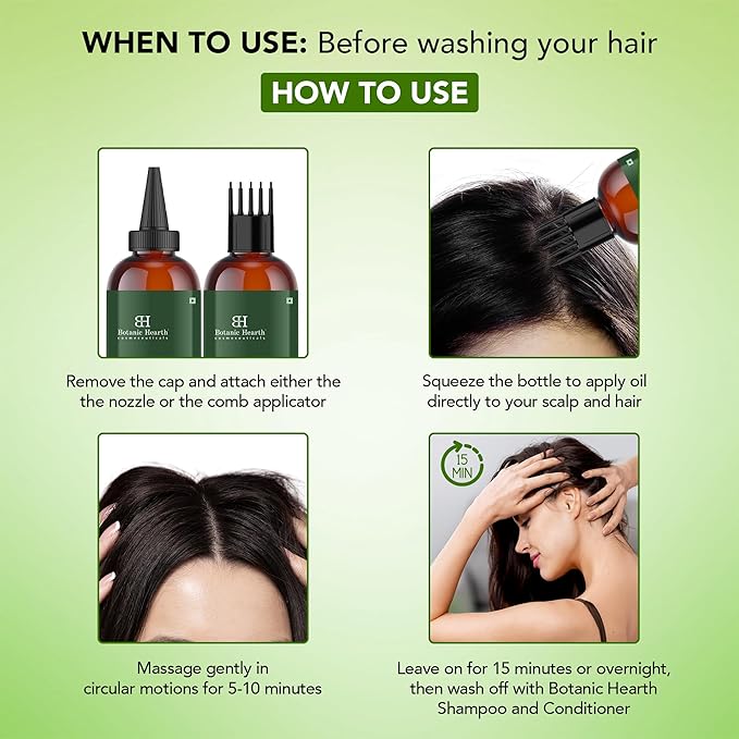 Botanic Hearth Hair Oil for Hair Growth & Home Hair Perm Kit | Strengthening Dry, Frizzy, Damaged Hair & Scalp Treatment | Tea Tree Hair Oil – 6.7 Fl Oz (2 Pack)