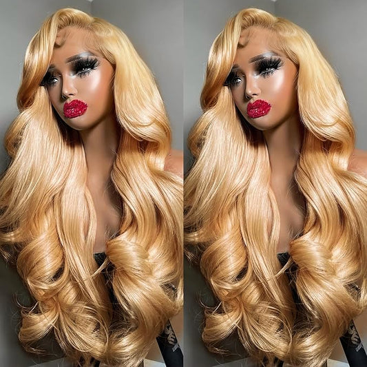 UMEGOOD Honey Blonde Wig Human Hair 27# Colored Ash Blonde Wig Human Hair 9X6 HD Body Wave Lace Front Wigs 200 Density 9X6 Glueless Frontal Wigs Human Hair Pre-Plucked Honey Blonde Wig 26 Inch