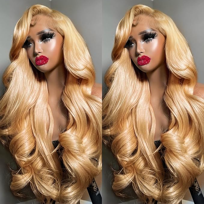 MEGOOD Honey Blonde Wig Human Hair 9x6 Honey Blonde Wig HD Lace Front Wigs Human Hair Pre Plucked Body Wave Blonde Lace Front Wigs Colored 27# Lace Frontal Wig 30Inch