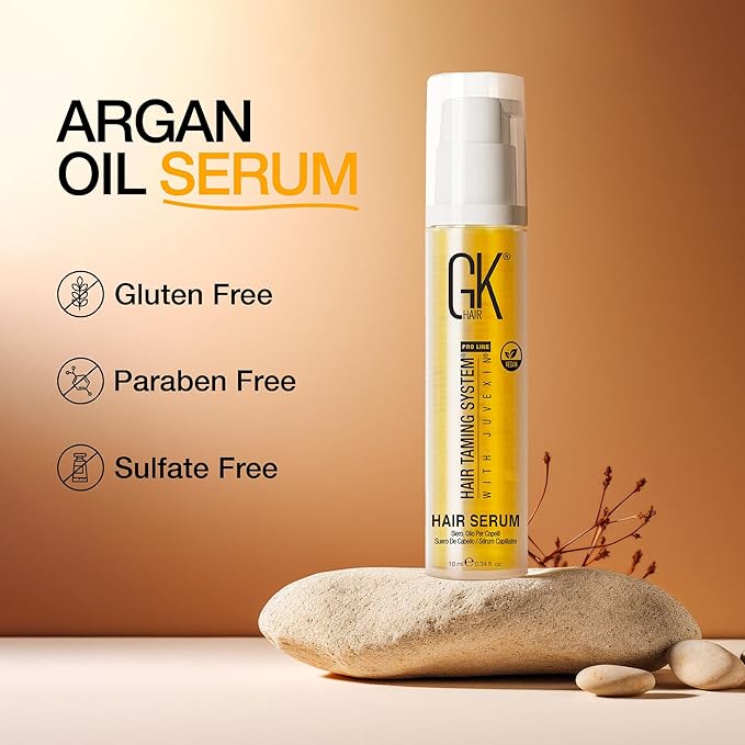 GK HAIR Oil Travel size -Argan oil For Frizz Control Upto 72 hours- Adds Shine and Smooths Split Ends- Paraben, Phthalate and Sulfate Free Daily Hair Care (0.34 oz)