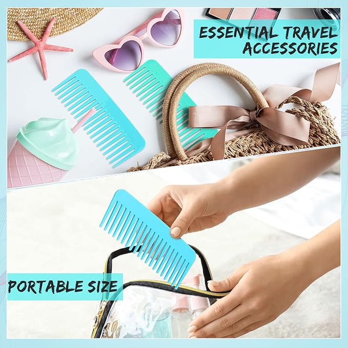 Patelai Wide Tooth Comb Large Hair Detangling Comb for Curly, Wet Dry Hair, No Handle Detangler Accessories(Blue, Mint)