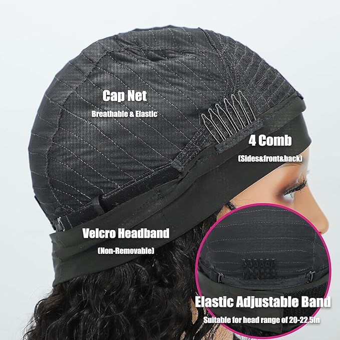 AISI QUEENS Headband Wigs for Black Women - Highlight Glueless Curly Human Hair Wig (10 Inch, P4/27 Color)