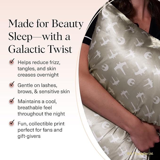 Kitsch x Star Wars Rebel Alliance Satin Pillowcase | Satin Pillowcase with Zipper, Better Than Silk Pillowcase | Frizz-Reducing Pillow Case for Hair & Skin Care, Cooling & Breathable - King