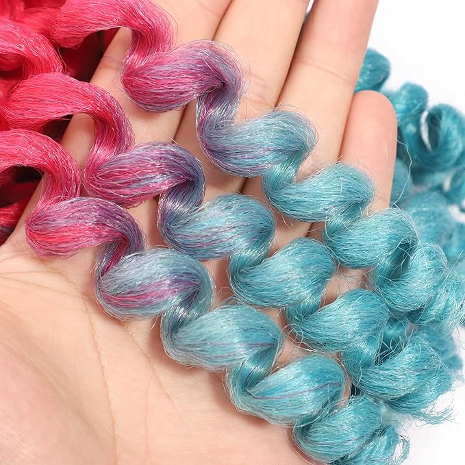Red Blue Short Jamaican Bounce Crochet Hair 3 Packs 2X Ringlet Wand Curl Crochet Hair 8 Inch Curly Crochet Hair Extensions Curly Crochet Braiding Hair 60 Roots