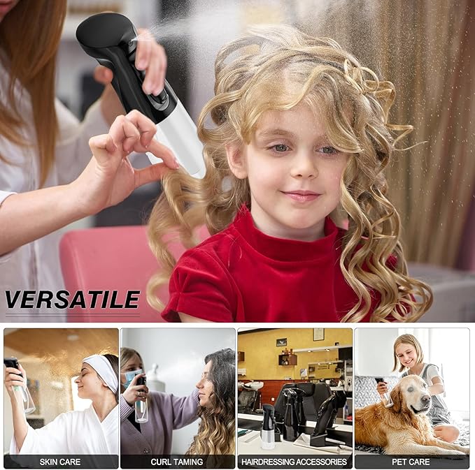 IMPORX Continuous Spray Bottle for Hair (10.1oz/300ml) 2 Pack Home Essentials Spray Bottles For Cleaning Empty Ultra Fine Water Mister Sprayer For Hairstyling Garden Plants Curly Hair Perfume Etc