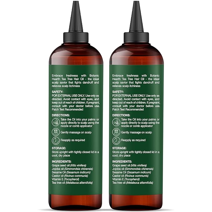 Botanic Hearth Hair Oil for Hair Growth & Home Hair Perm Kit | Strengthening Dry, Frizzy, Damaged Hair & Scalp Treatment | Tea Tree Hair Oil – 6.7 Fl Oz (2 Pack)