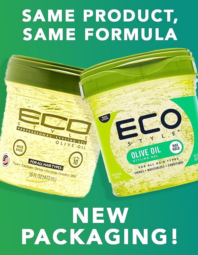Eco Style Gel Olive Oil Styling 8oz & 16oz bundle - Adds Shine and Tames Split Ends - Delivers Moisture to Scalp - Nourishes And Repairs - Provides Weightless and Superior Hold