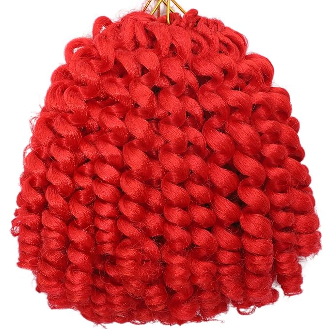Red Short Jamaican Bounce Crochet Hair 5 Packs 2X Ringlet Wand Curl Crochet Hair 8 Inch Curly Crochet Hair Extensions Curly Crochet Braiding Hair 100 Roots