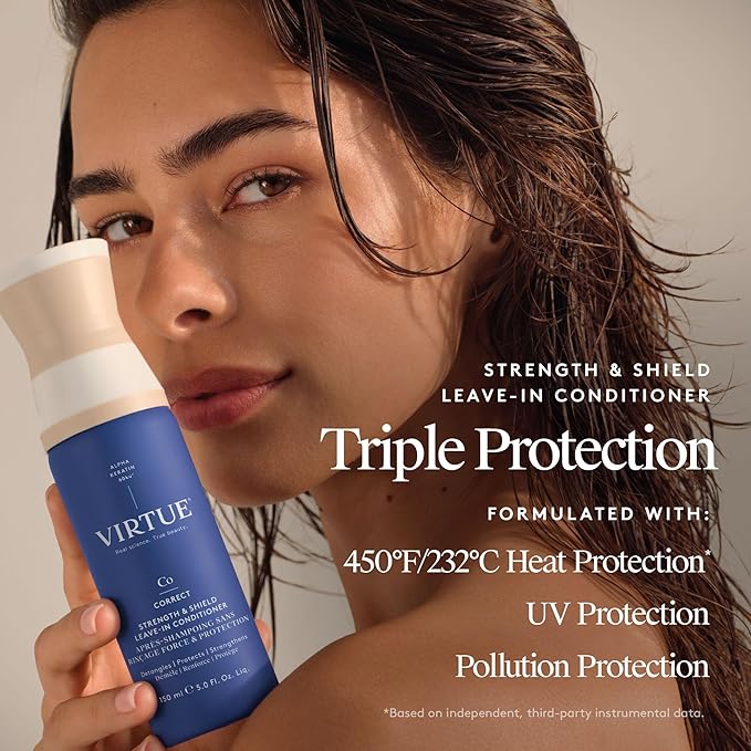 VIRTUE Strength and Shield Leave-In Conditioner, Detangles and Strengthens Hair, All Hair Types, Color Safe, 5 Fl Oz